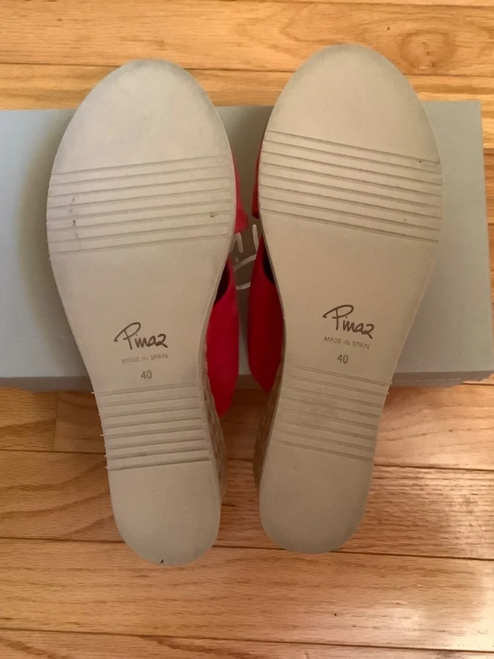 Pinaz Suede Slide Buckle Espadrilles Wedge Sandal Cherry SZ 9/ EU 40